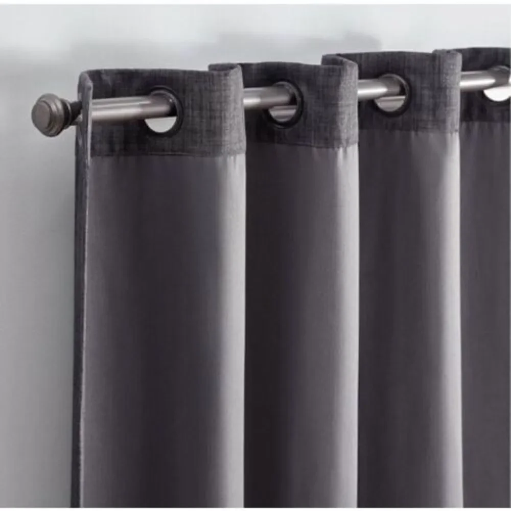 Eclipse 63"x52" Rowland Blackout Curtain Panel (One Panel) Charcoal - Picture 4 of 9